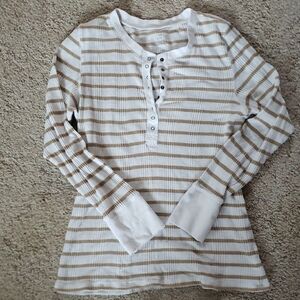 Aerie Striped Long Sleeve Henley Top
